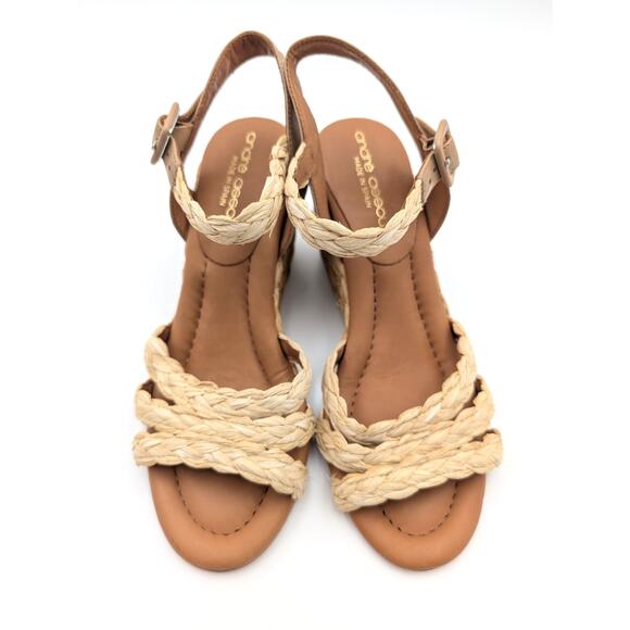Andre Assous Milena Wedge Sandal Open Toe Women's Natural Size US6.5 EU37 - Picture 9 of 12